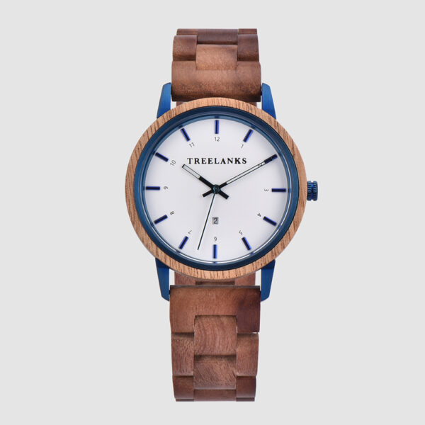 Sierra Maple Wood Blue Watch