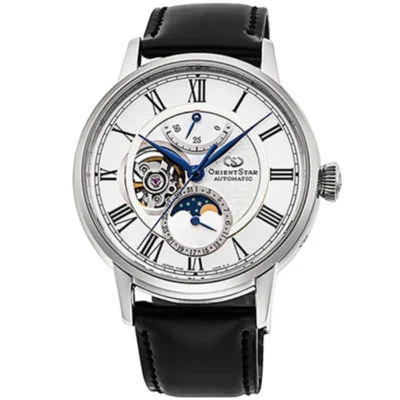 Orient Star Classic Moon Phase Semi-Skeleton 41mm Cordovan Strap