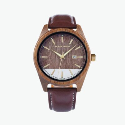 Barista Wooden Watch 44 mm – Bamboo Wood, Vegan Leather Strap
