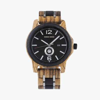 Urban Black Wooden Watch 44 mm – Maple Wood, Wood & Stainless Steel Bracelet