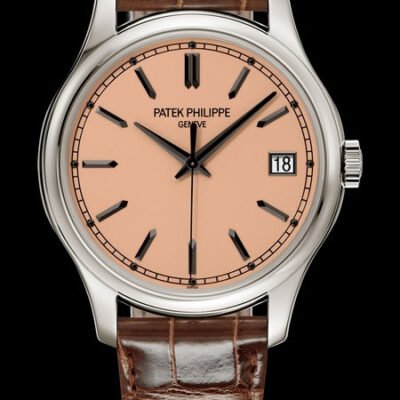 Patek Philippe Calatrava Date with Sweep Seconds – White Gold, Golden Dial
