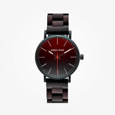 Aubépine Wooden Watch 40 mm – Ebony Wood, Wooden Bracelet