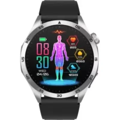 Smarty Take Care Smartwatch 40 mm – Silver Case, Black Silicone Strap