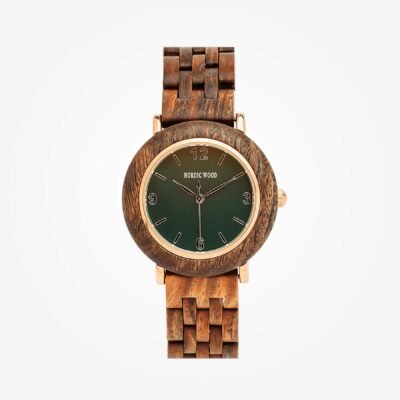 Classic Green Wooden Watch 34 mm – Sandalwood Wood, Wooden Bracelet